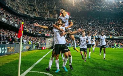 Celebración del Valencia por el pase a la final de Copa del Rey 2022